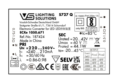 Alimentatore LED 44W 900-1050mA VOSSLOH