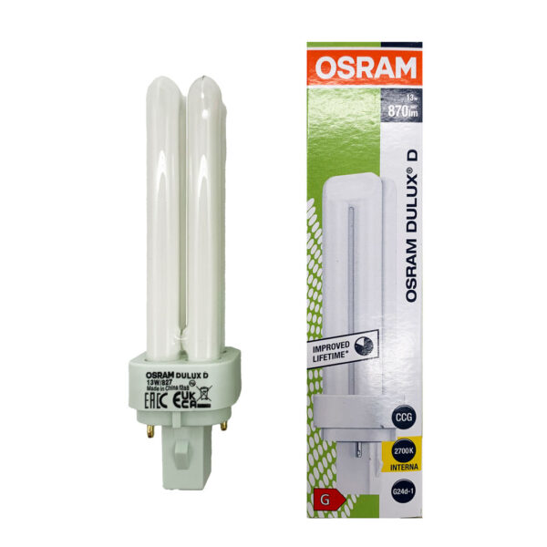 Lampada Fluorescente Dulux D 13W 827 G24D-2 OSRAM - IdeaDiLuce