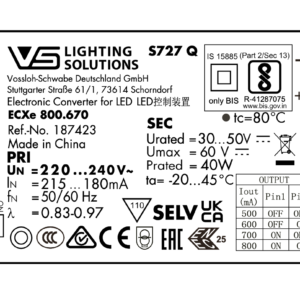 Driver LED 40W 500-800mA VOSSLOH