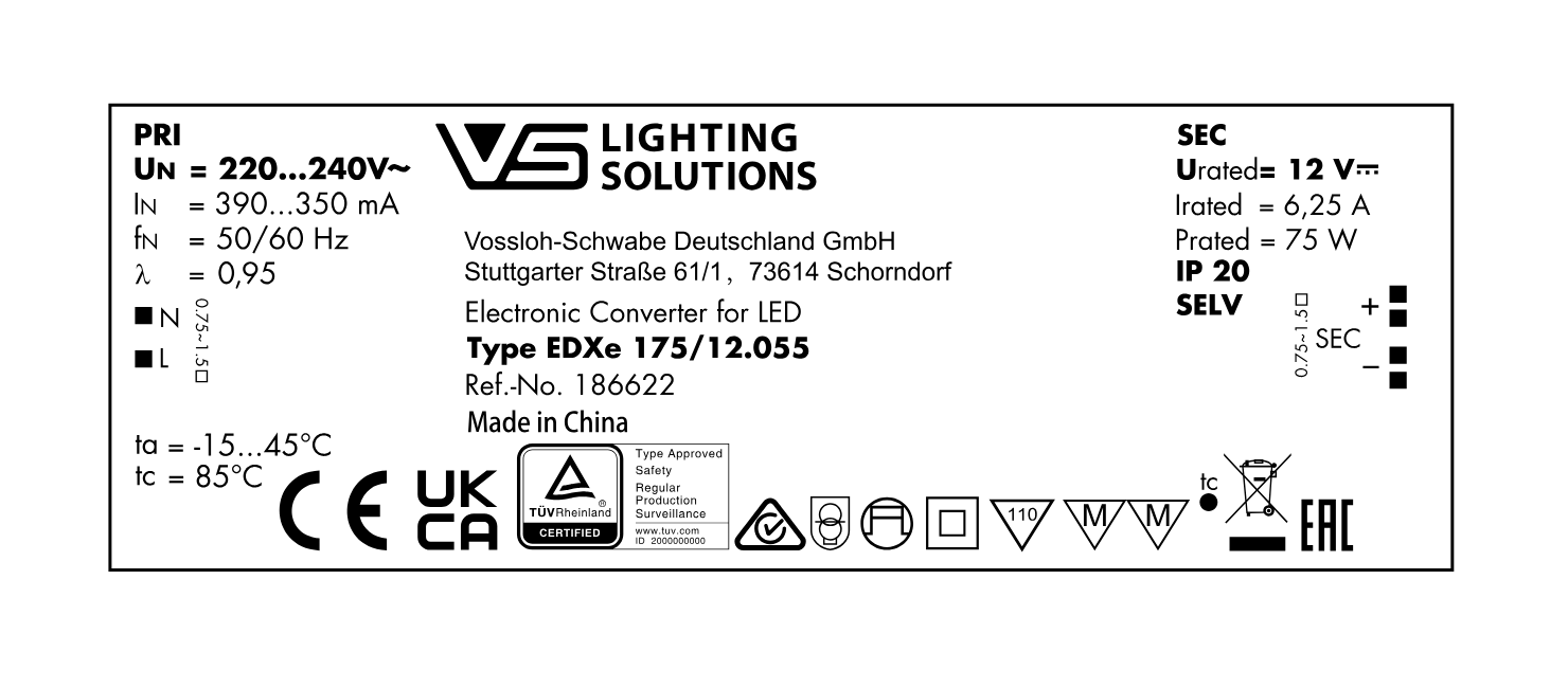 Driver LED 12V 75W VOSSLOH