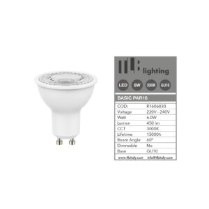 PAR16 LED 6W 3000K 60° GU10 TLB