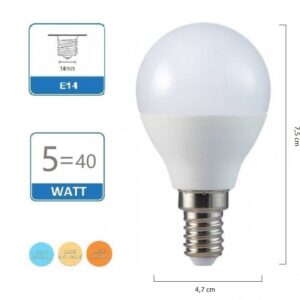 Sfera LED G45 5W 3000K E14 TLB